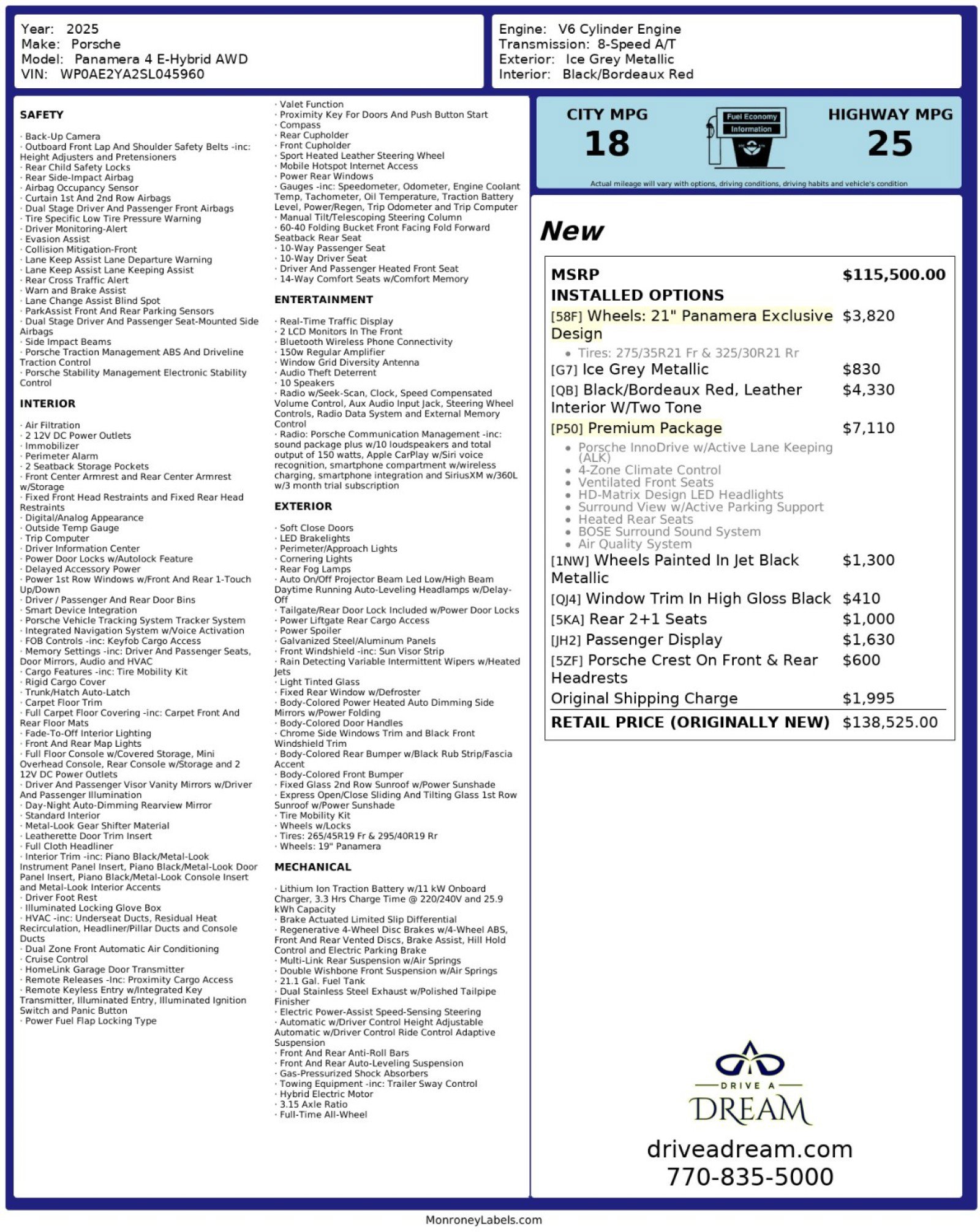 Used 2025 Porsche Panamera 4 w/ Premium Package image 67