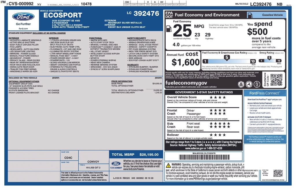 Used 2020 Ford EcoSport SE AWD/4WD image 5