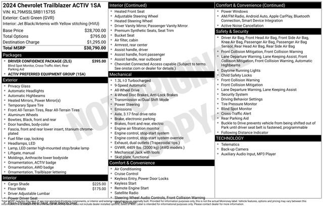 Certified 2024 Chevrolet TrailBlazer ACTIV w/ Driver Confidence Package image 2