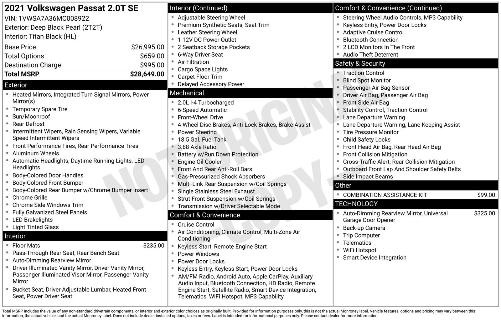 Certified 2021 Volkswagen Passat 2.0T SE image 39
