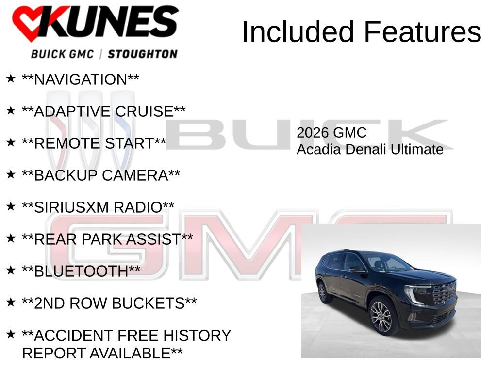 New 2026 GMC Acadia Denali Ultimate w/ LPO, Floor Liner Package AWD/4WD image 2