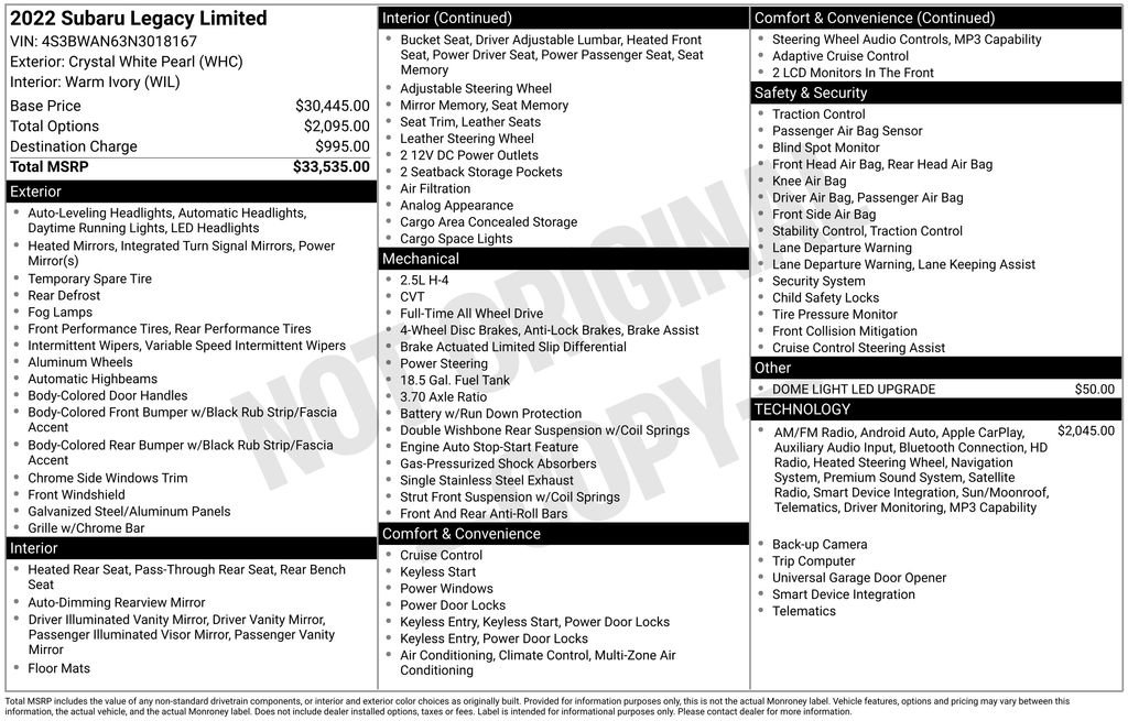 Used 2022 Subaru Legacy Limited image 38