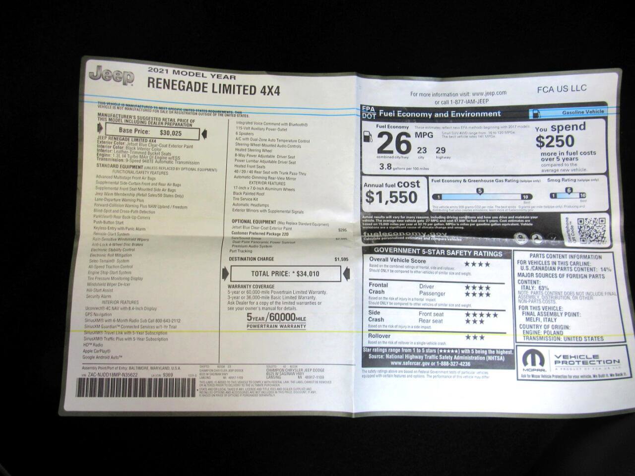 Used 2021 Jeep Renegade Limited w/ Sun & Sound Group image 46