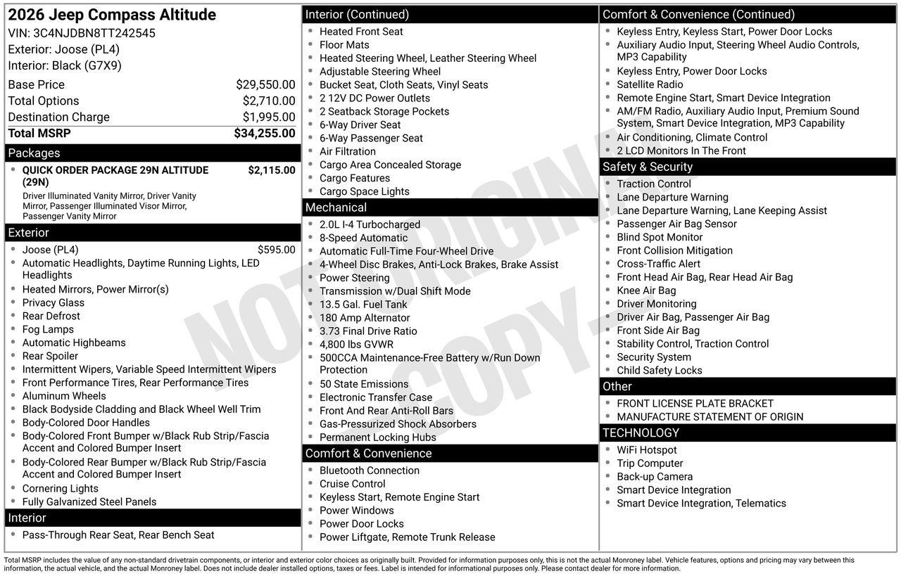 New 2026 Jeep Compass Latitude AWD/4WD image 29