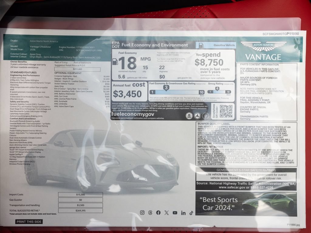 New 2026 Aston Martin V8 Vantage S RWD image 52