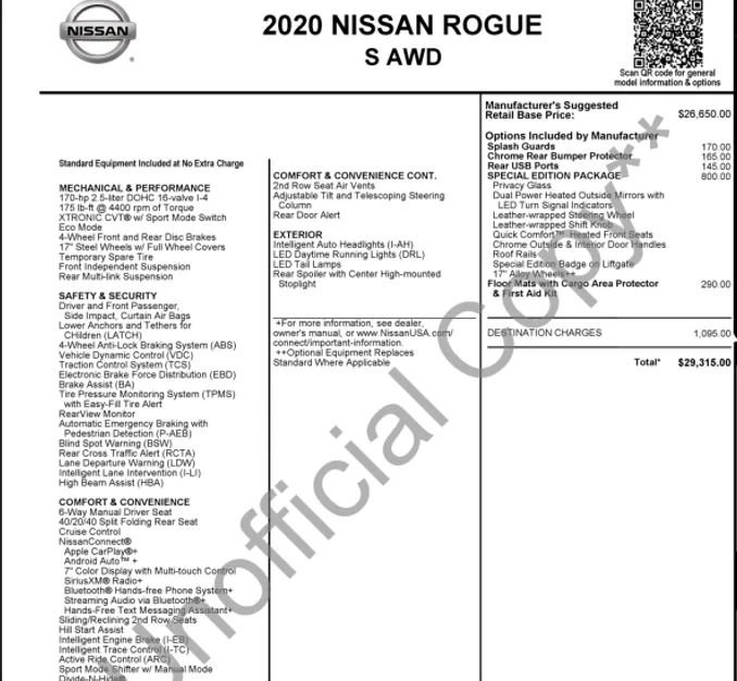 Used 2020 Nissan Rogue S w/ Special Edition Package image 2