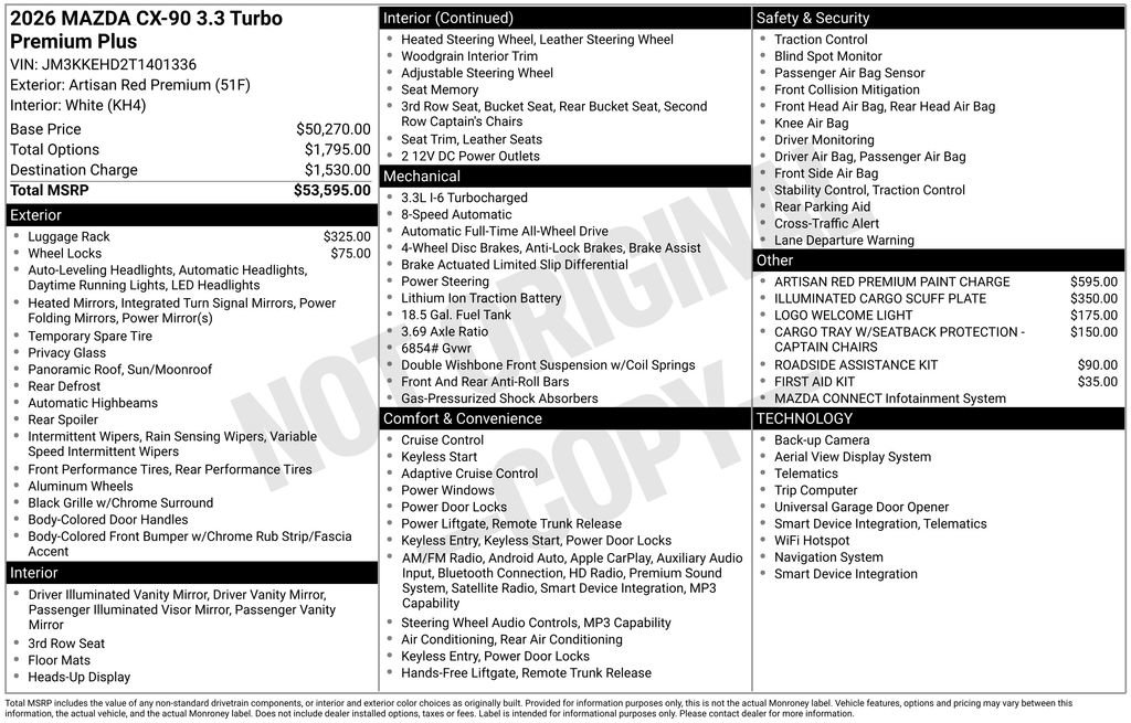 New 2026 MAZDA CX-90 3.3 Turbo w/ Premium Plus Pkg AWD/4WD image 40
