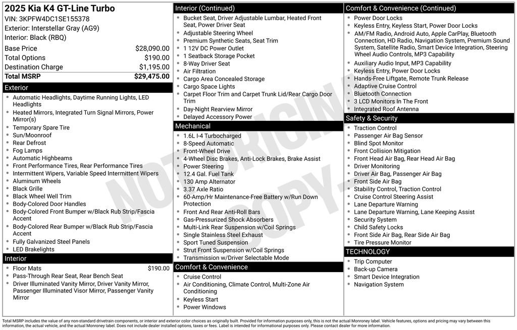 Used 2025 Kia K4 GT-Line Turbo FWD image 4