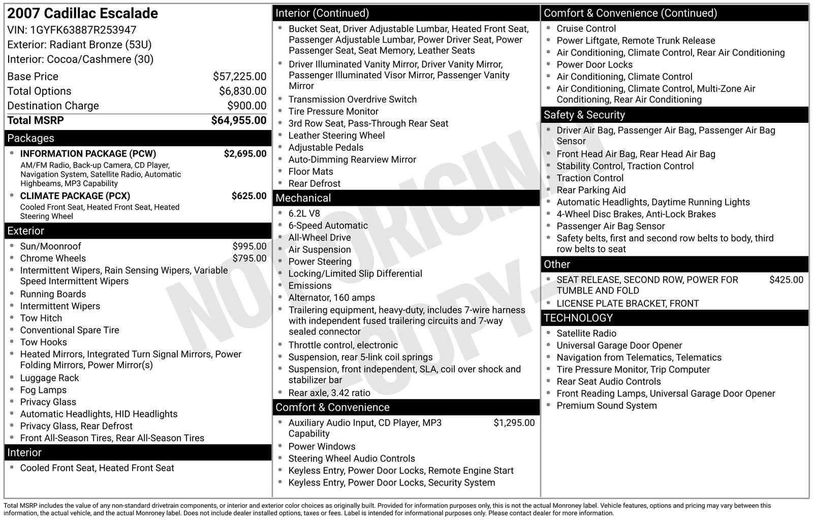 Used 2007 Cadillac Escalade AWD w/ Information Package image 4