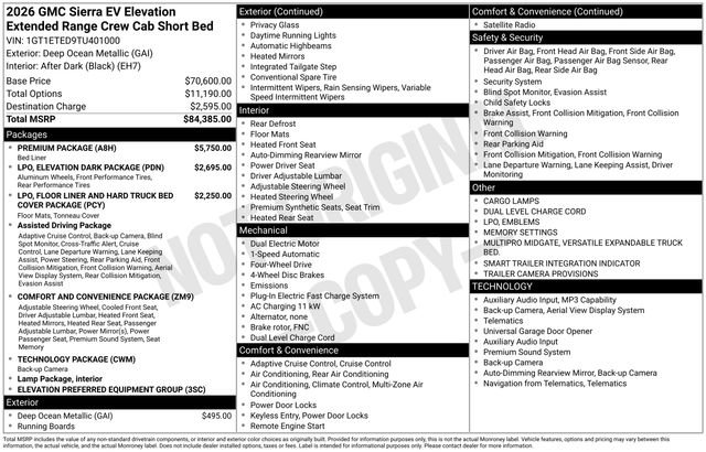 Used 2026 GMC Sierra EV Elevation w/ Premium Package AWD/4WD image 1