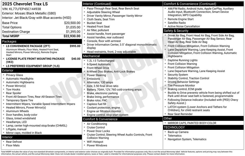 Used 2025 Chevrolet Trax LS w/ LS Convenience Package FWD image 8