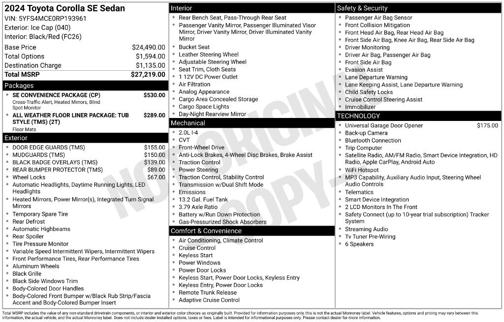Used 2024 Toyota Corolla SE w/ SE Convenience Package FWD image 37