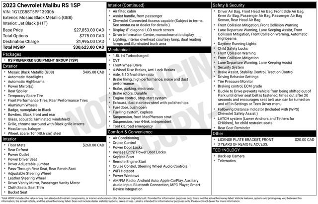 Certified 2023 Chevrolet Malibu RS FWD image 6