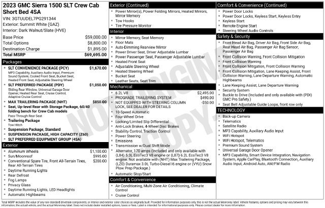 Used 2023 GMC Sierra 1500 SLT w/ SLT Convenience Package AWD/4WD image 2