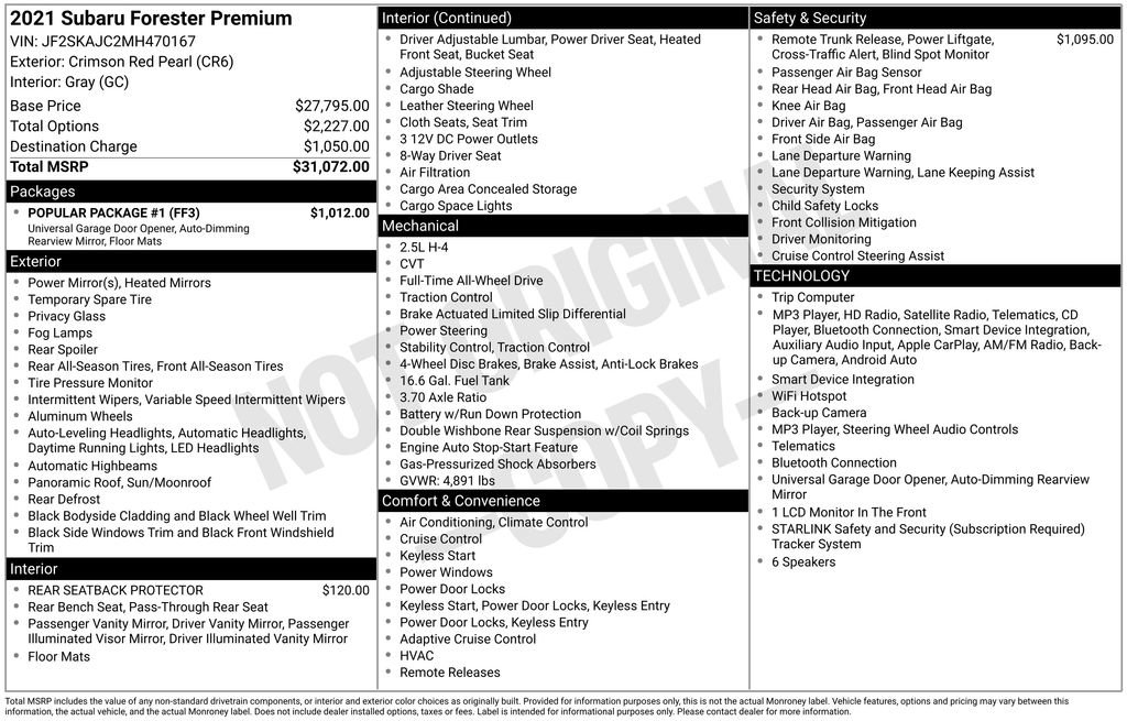 Used 2021 Subaru Forester Premium w/ Popular Package #1 AWD/4WD image 48