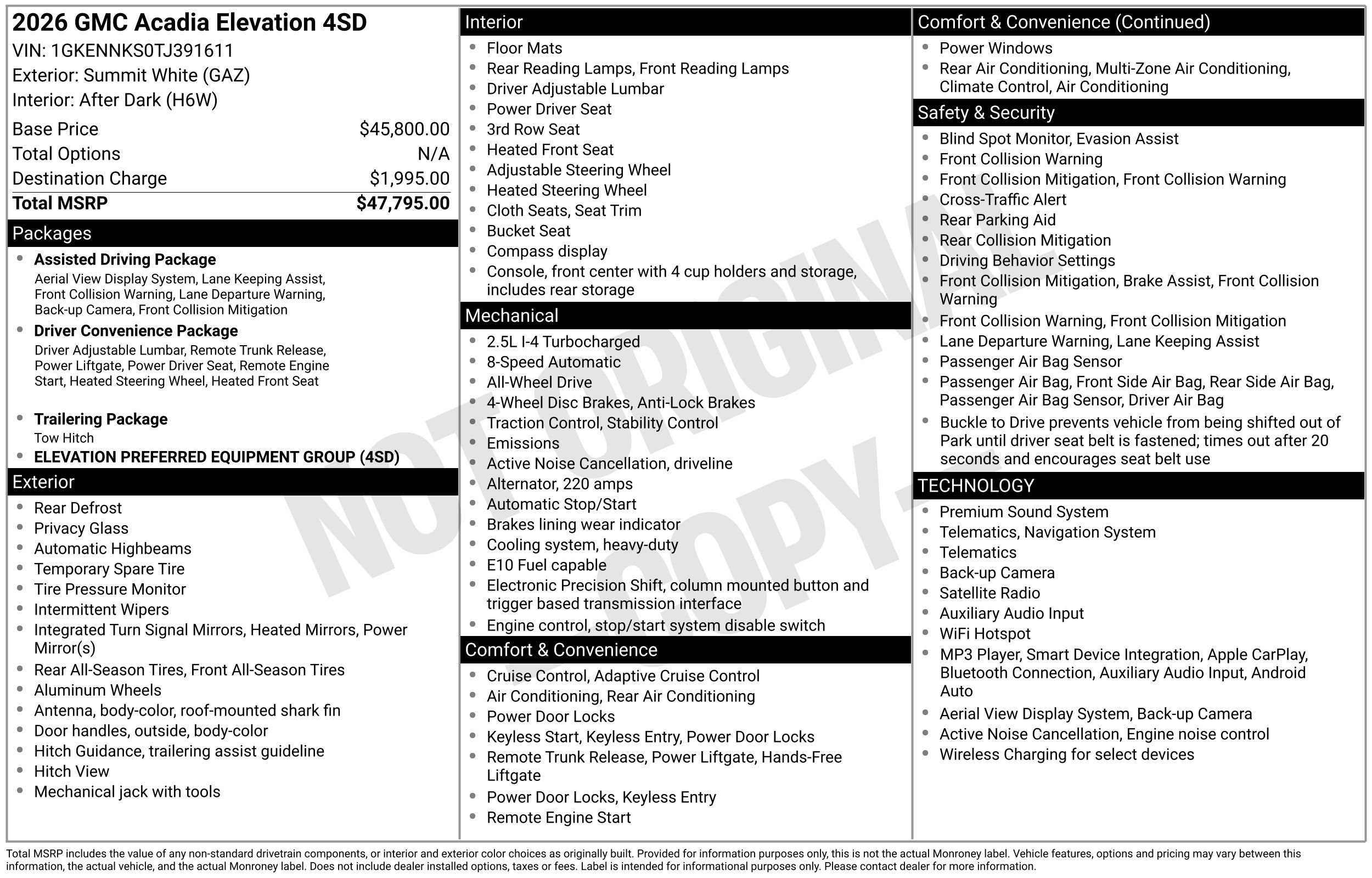 New 2026 GMC Acadia Elevation AWD/4WD image 3