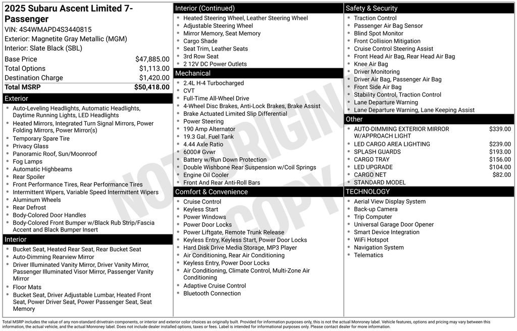 Used 2025 Subaru Ascent Limited image 8