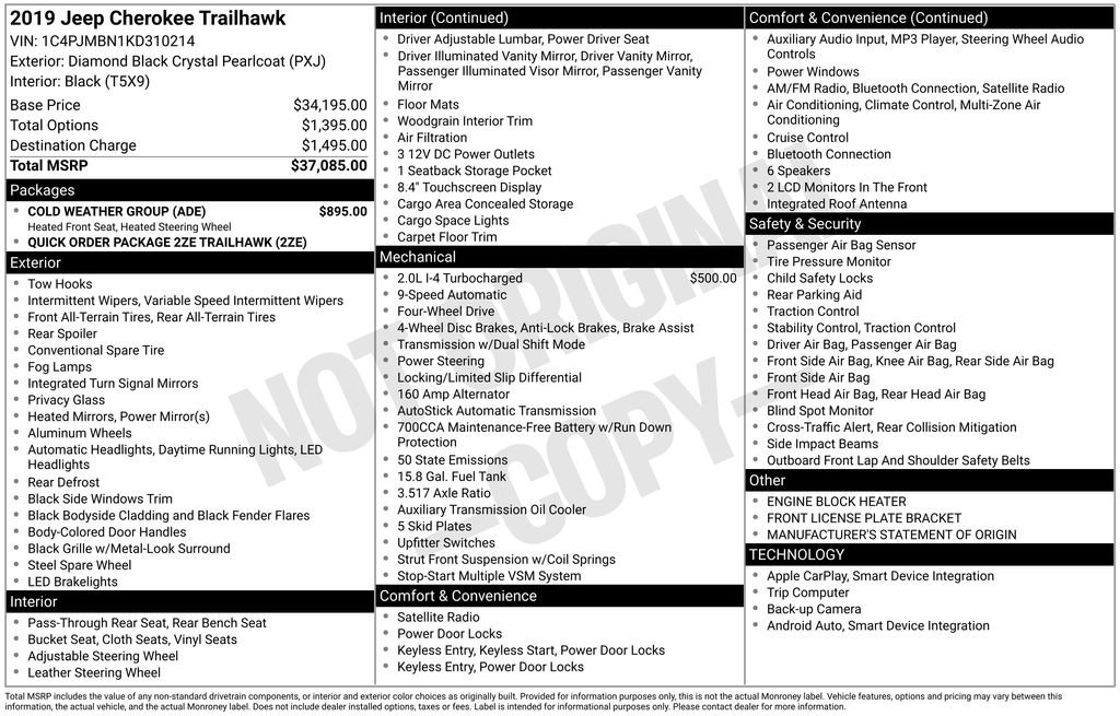 Used 2019 Jeep Cherokee Trailhawk w/ Cold Weather Group image 40