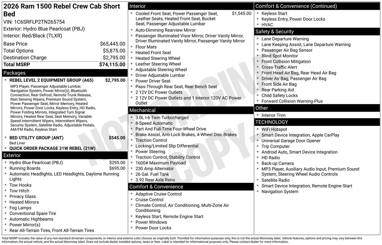 Used 2026 RAM 1500 Rebel w/ Rebel Level 2 Equipment Group AWD/4WD image 36