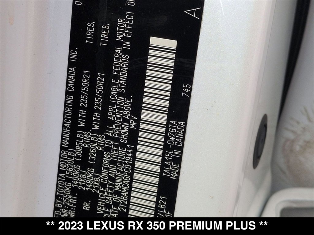 Used 2023 Lexus RX 350 Premium Plus w/ Cold Area Package image 30