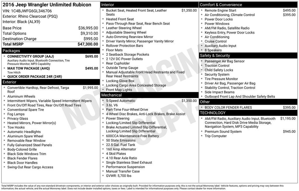 Used 2016 Jeep Wrangler Unlimited Rubicon w/ Connectivity Group AWD/4WD image 3