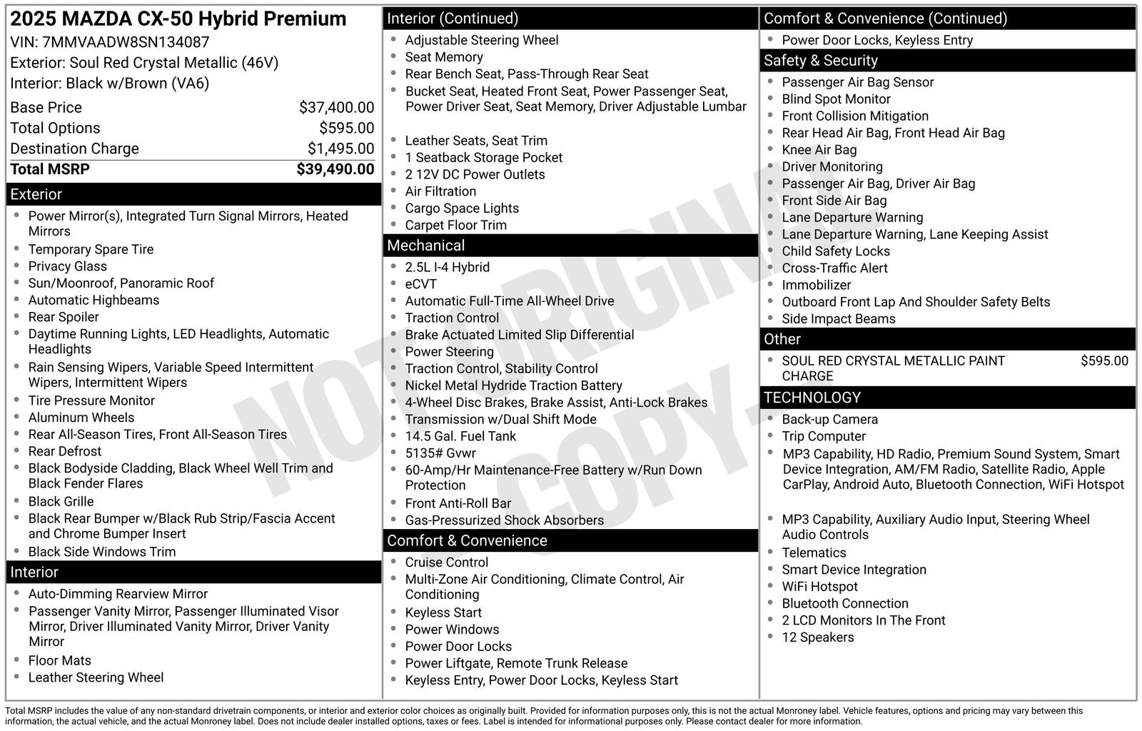 Used 2025 MAZDA CX-50 AWD 2.5 Hybrid w/ Premium Pkg image 24