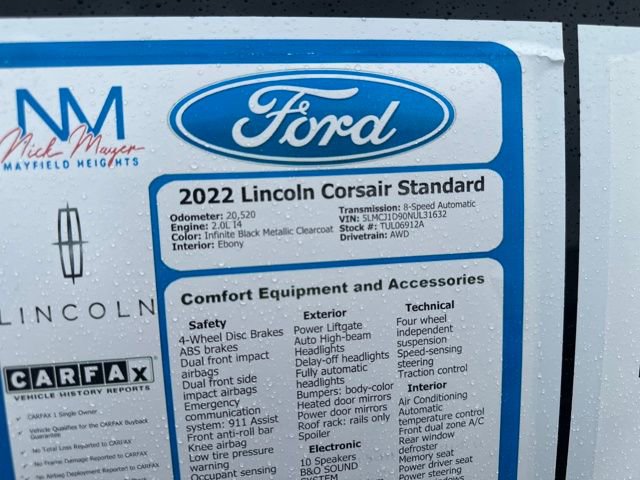 Certified 2022 Lincoln Corsair AWD w/ Equipment Group 101A image 35