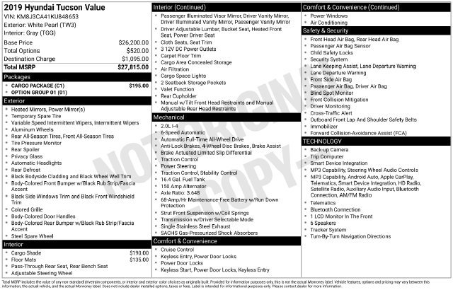Used 2019 Hyundai Tucson Value w/ Cargo Package AWD/4WD image 19