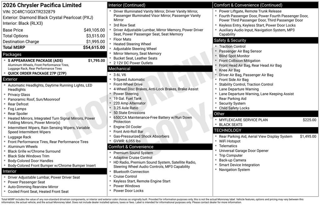 New 2026 Chrysler Pacifica Limited w/ S Appearance Package image 3