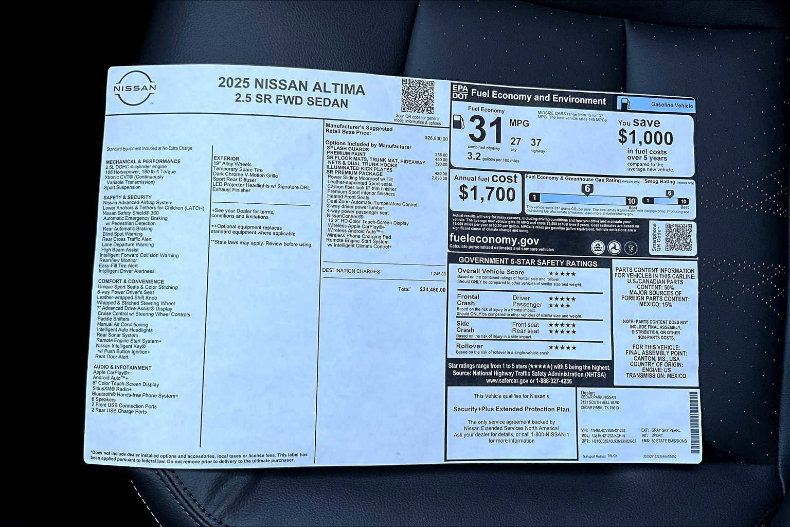 New 2025 Nissan Altima 2.5 SR image 21