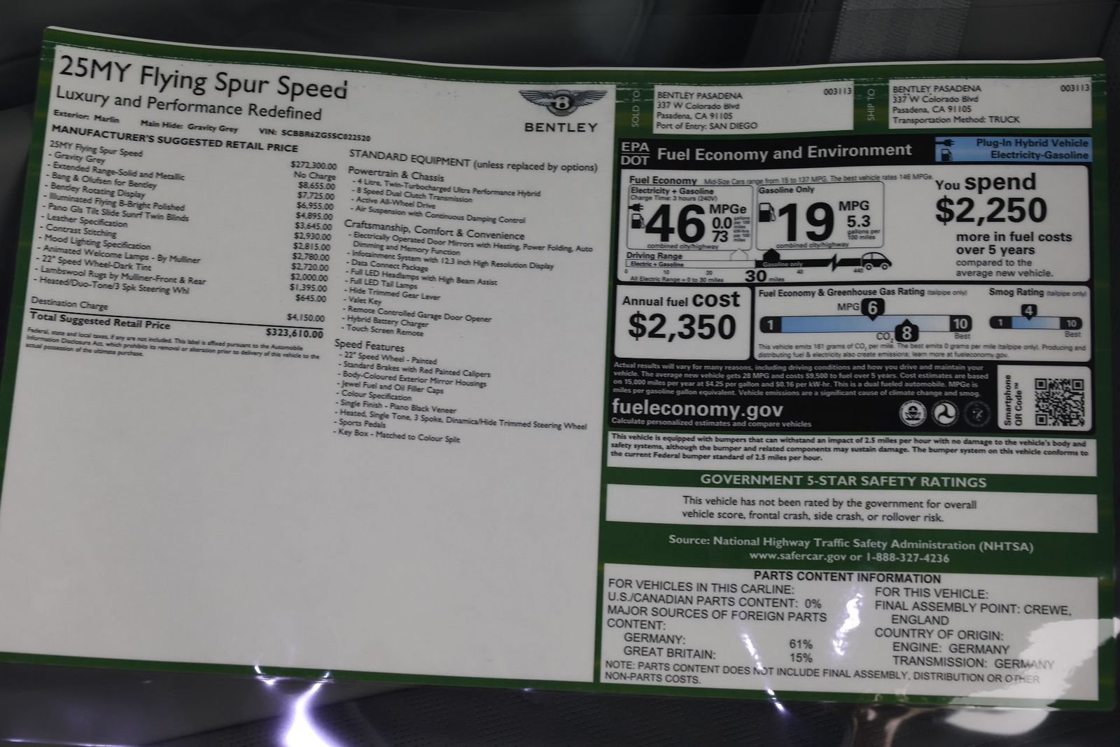 New 2025 Bentley Flying Spur Plug-In Hybrid AWD/4WD image 39