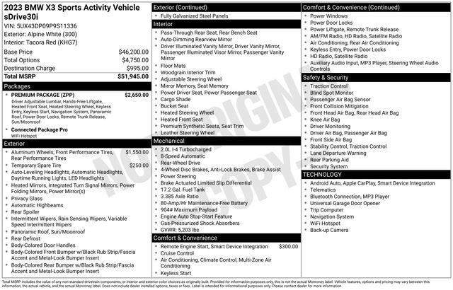 Used 2023 BMW X3 sDrive30i w/ Premium Package image 11