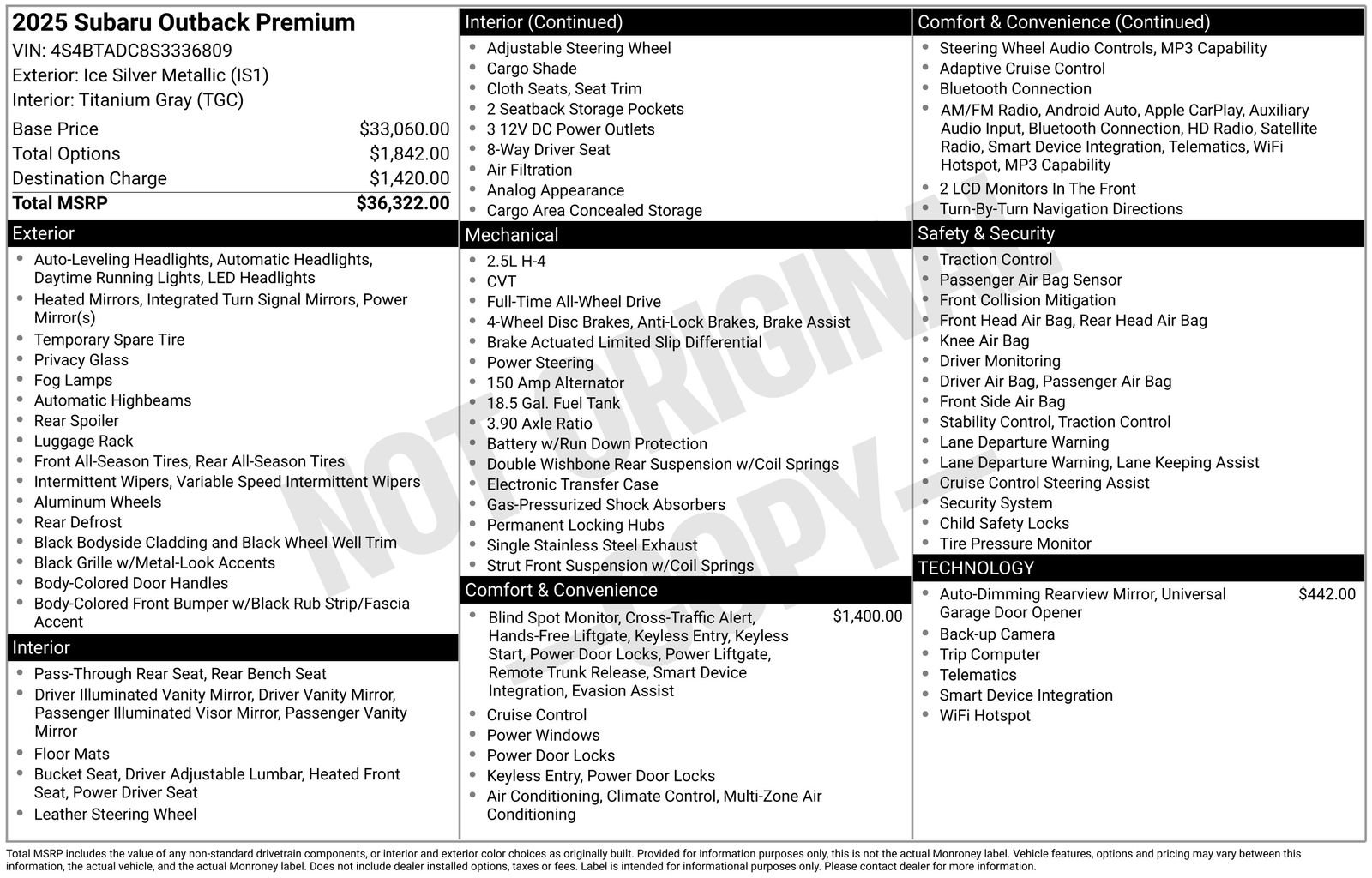 Certified 2025 Subaru Outback Premium AWD/4WD image 32