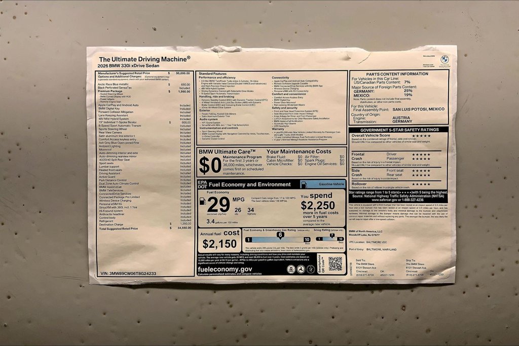 New 2026 BMW 330i xDrive Sedan w/ Premium Package AWD/4WD image 12