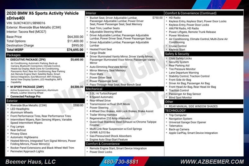Used 2020 BMW X6 sDrive40i w/ Executive Package RWD image 3
