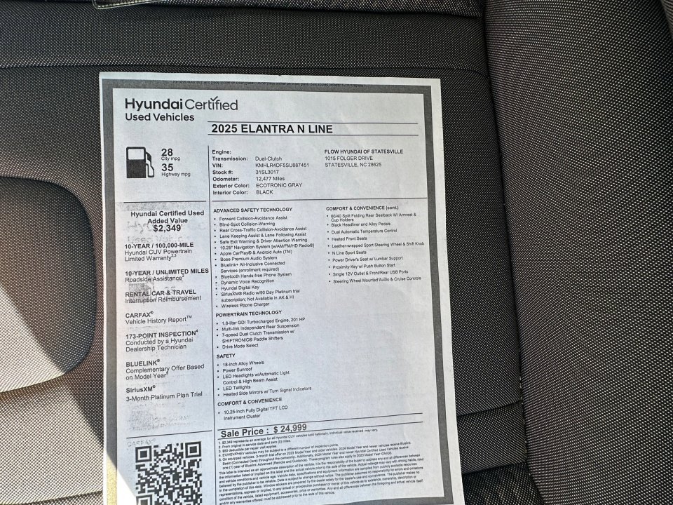 Certified 2025 Hyundai Elantra N Line image 33