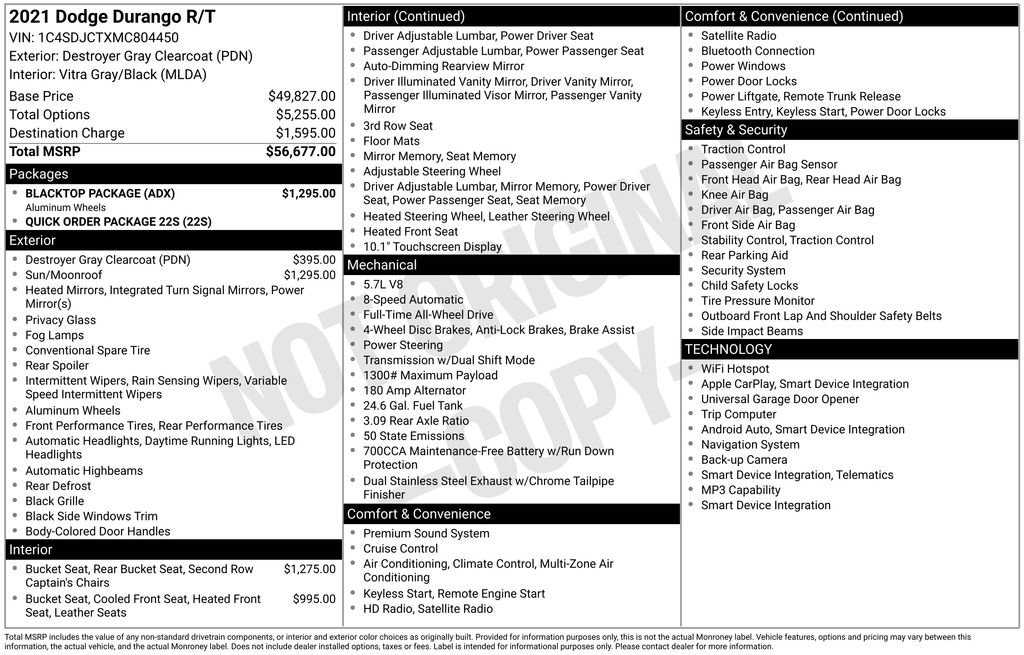 Used 2021 Dodge Durango R/T w/ Blacktop Package AWD/4WD image 16