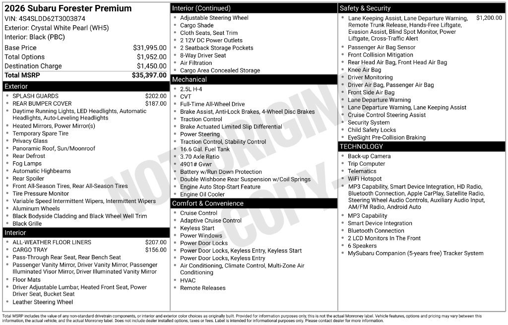 Certified 2026 Subaru Forester Premium AWD/4WD image 34