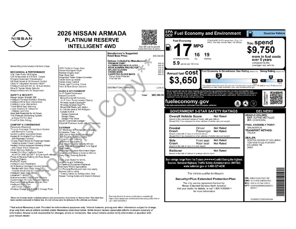 New 2026 Nissan Armada Platinum Reserve AWD/4WD image 5
