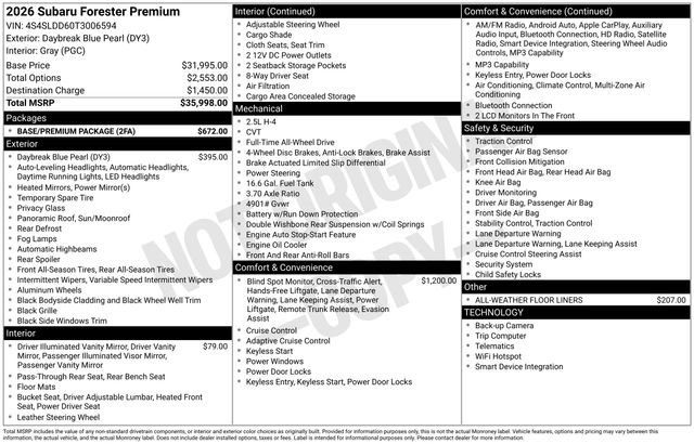 Certified 2026 Subaru Forester Premium w/ Base/Premium Package AWD/4WD image 28