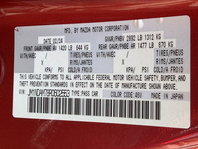 Used 2024 MAZDA MX-5 Miata RF Grand Touring w/ Weather Package RWD image 7