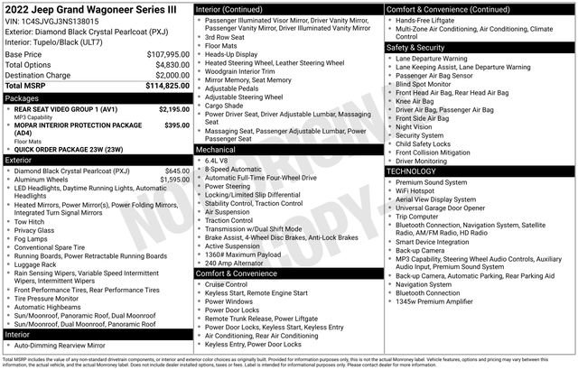 Used 2022 Jeep Grand Wagoneer Series III w/ Rear Seat Video Group 1 AWD/4WD image 4