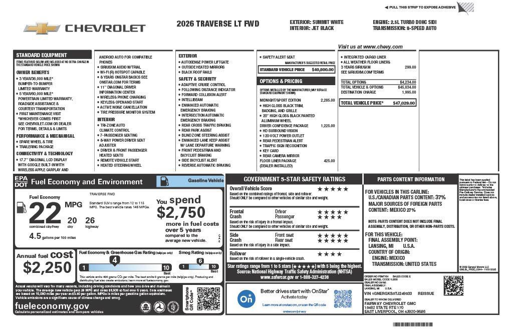 New 2026 Chevrolet Traverse LT w/ Midnight/Sport Edition image 4