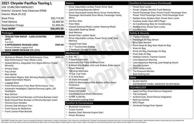 Used 2021 Chrysler Pacifica Touring-L