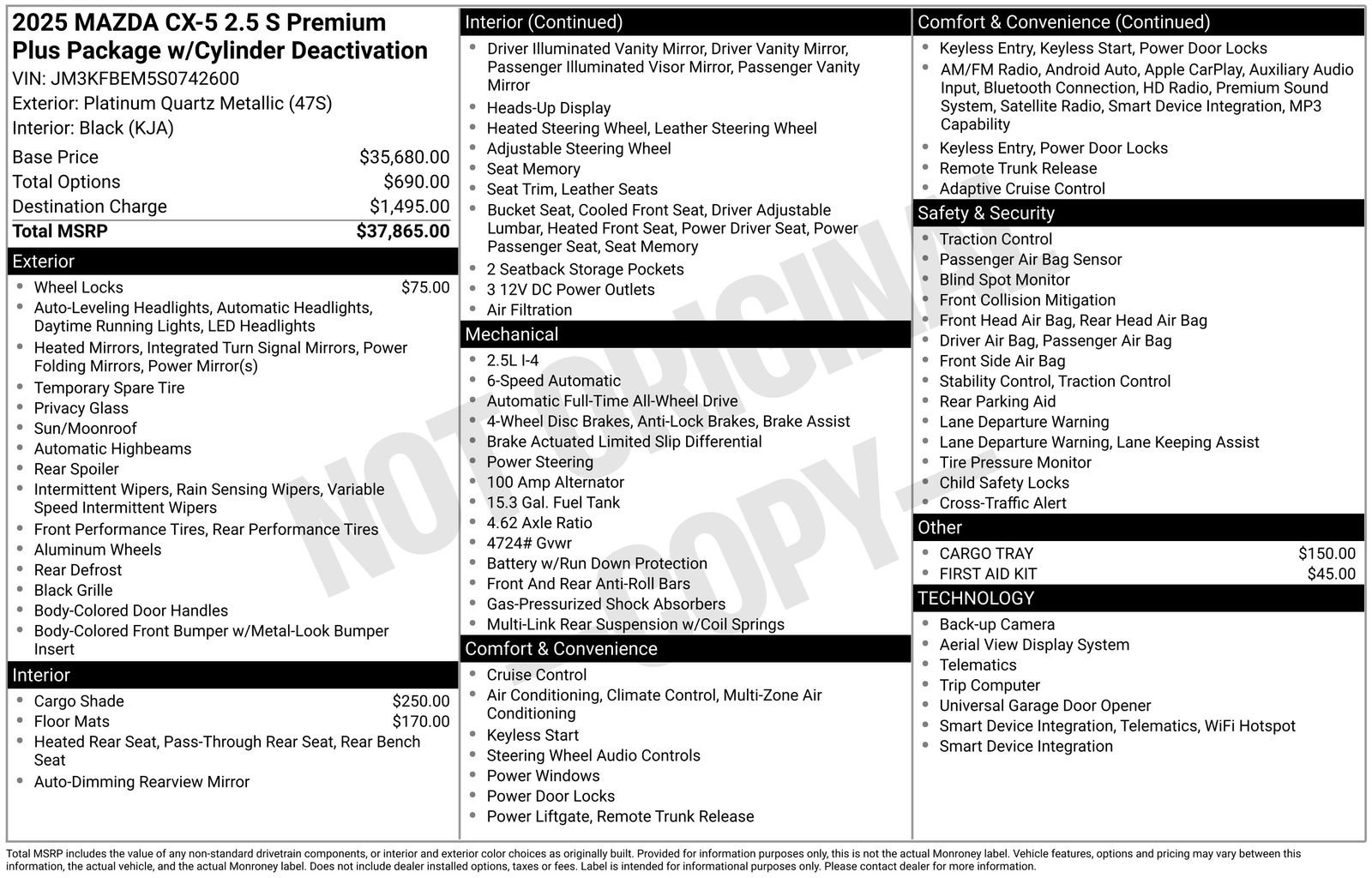 Certified 2025 MAZDA CX-5 AWD 2.5 S w/ Premium Plus Pkg image 44