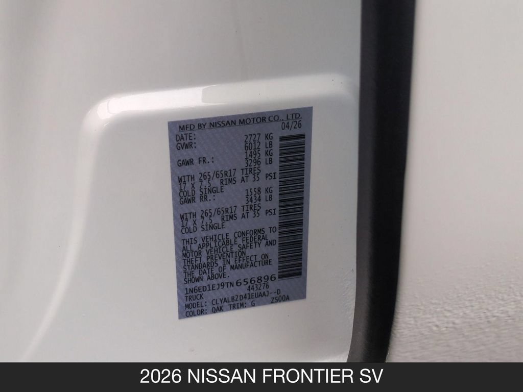 New 2026 Nissan Frontier SV RWD image 25
