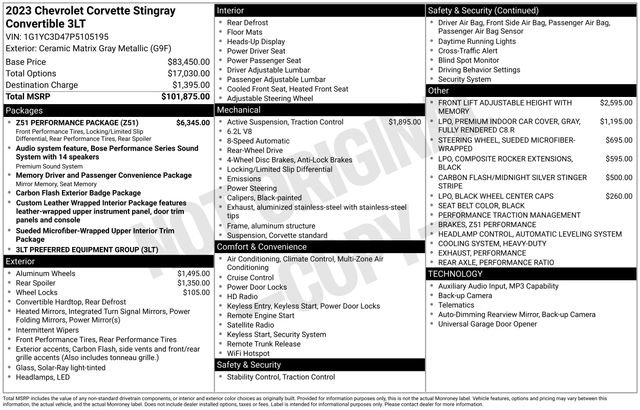 Used 2023 Chevrolet Corvette Stingray Premium Conv w/ Z51 Performance Package image 27