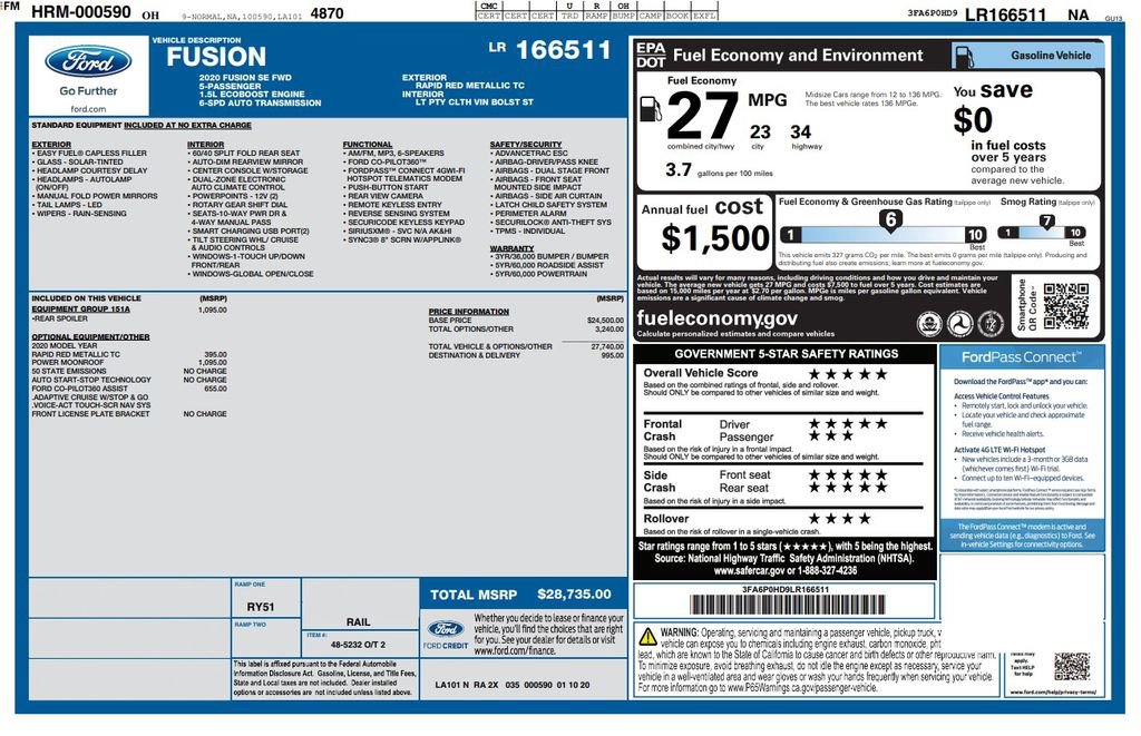 Used 2020 Ford Fusion SE w/ Equipment Group 151A image 3