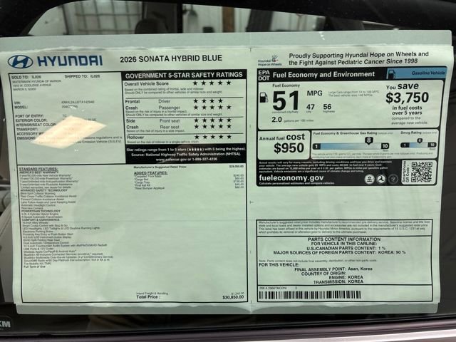 New 2026 Hyundai Sonata Blue image 32