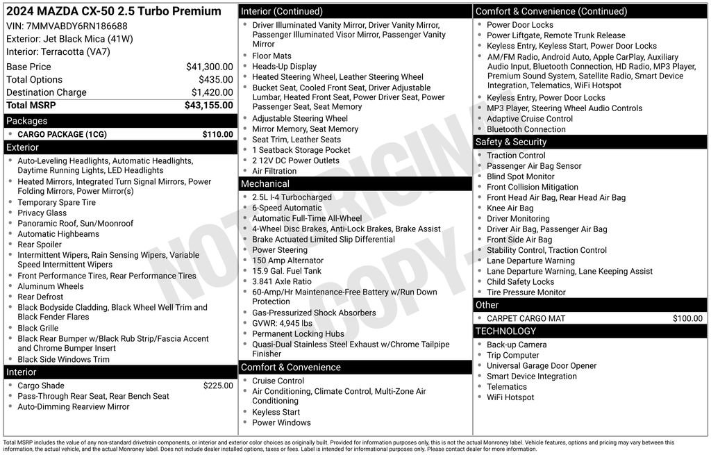 Used 2024 MAZDA CX-50 AWD 2.5 Turbo w/ Cargo Package image 10